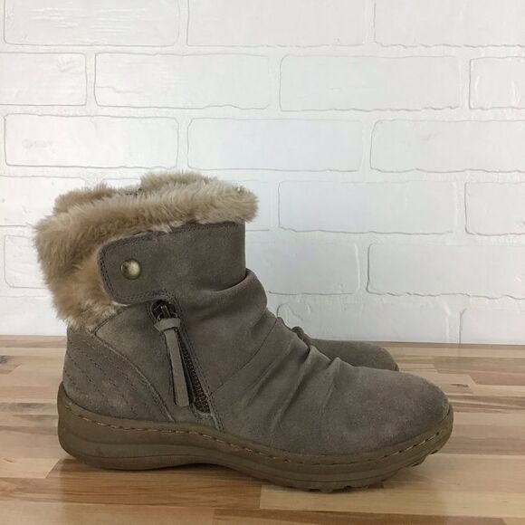Baretraps suede faux fur ankle winter boots tan beige - Picture 2 of 16